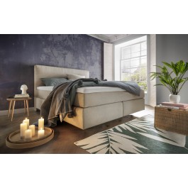 Kingsline Boxspringbett 2.0 Basiszusammenstellung - Kopfteil M170 Füße: schwebende Optik Kunststoff 10cm Box: TFK500 27cm Matratze: TFK 500 H2 Topper: 5cm Komfortschaum Bezug: Cord ivory