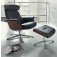 Conform Timeout inklusive Hocker "Standard-Express" - Leder Fantasy schwarz, Holzschale Walnuss, Sternfuß Aluminium